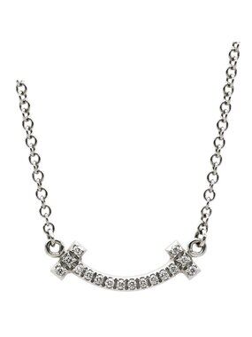Tiffany & Co Necklace T Smile Mini Diamond White Gold T& 18k